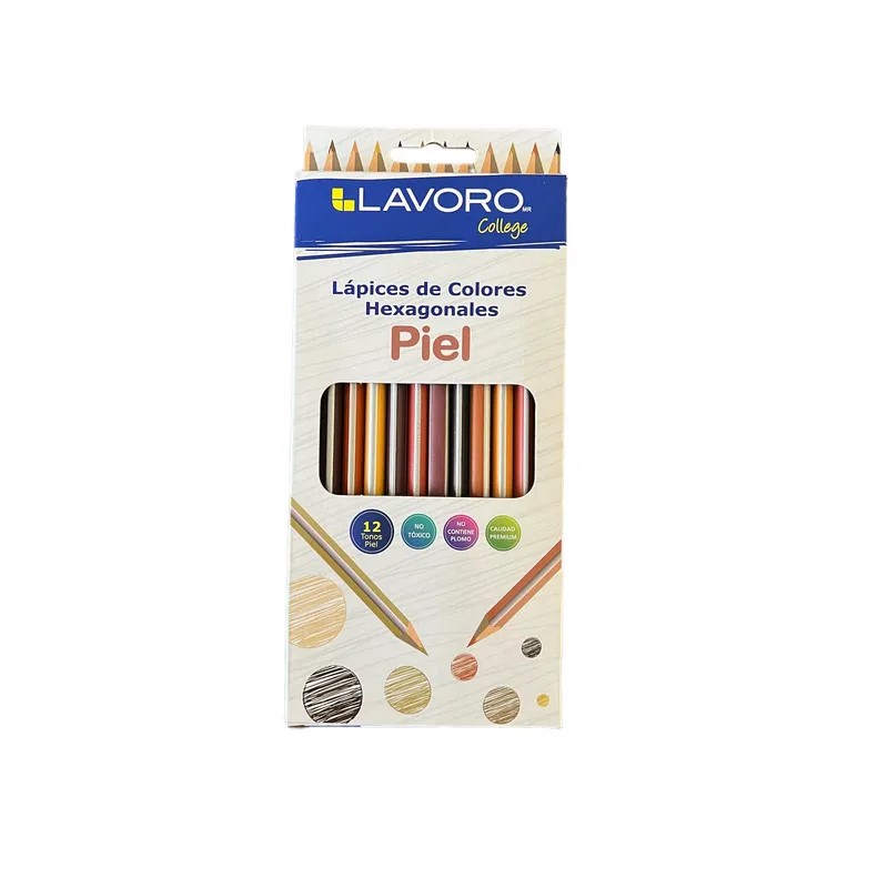 Lapices De Colores Hexagonales Piel LAVORO 12 Tonos Piel
