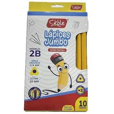 Lapices Grafito Jumbo SKOLE 10 Un 2B Triangulares