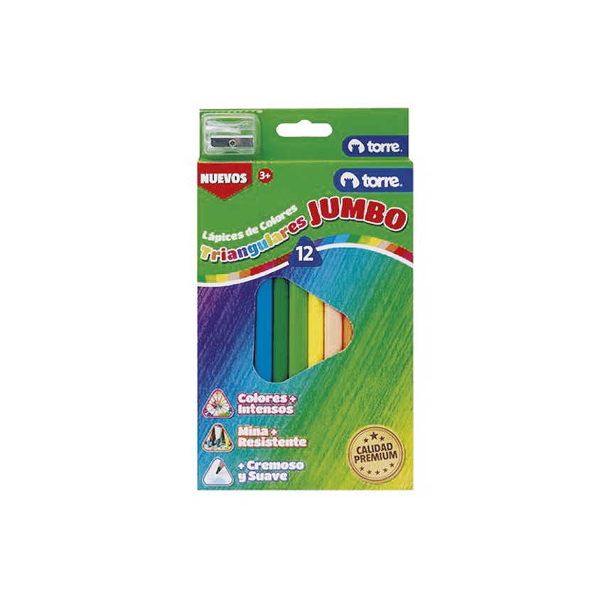 Lapices De Colores Jumbo TORRE 12 Colores Triangulares