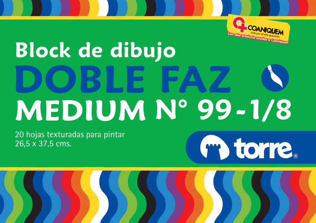 Block De Dibujo Medium Doble Faz TORRE 120gr