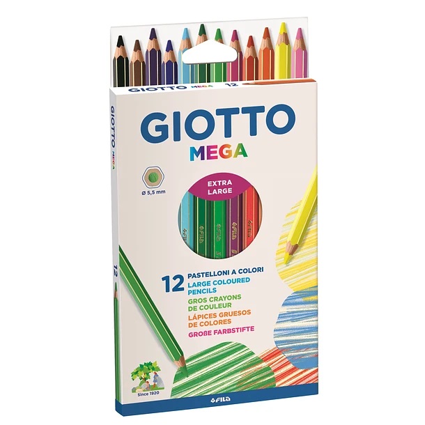 Lapices De Colores Mega Jumbo GIOTTO 12 Colores 5,5mm
