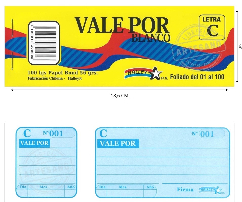 Vale Por Blanco Letra G HALLEY 100hojas
