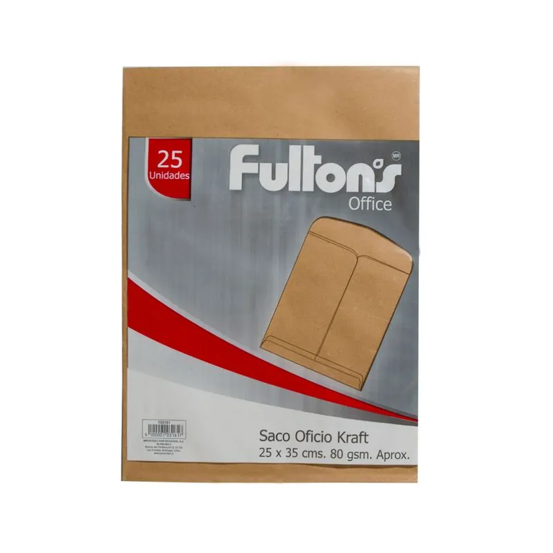 Saco Oficio Kraft FULTONS 25un