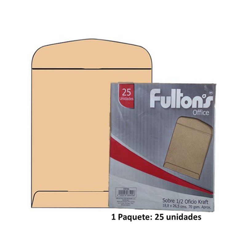 Sobre Saco 1/2 Oficio Kraft FULTONS 25un