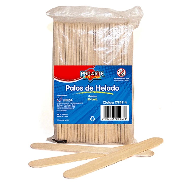 Palos De Helado Jumbo Color Natural