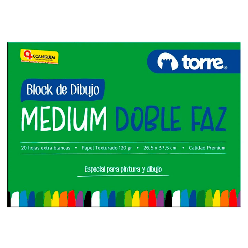 Block De Dibujo Medium Doble Faz TORRE 120gr