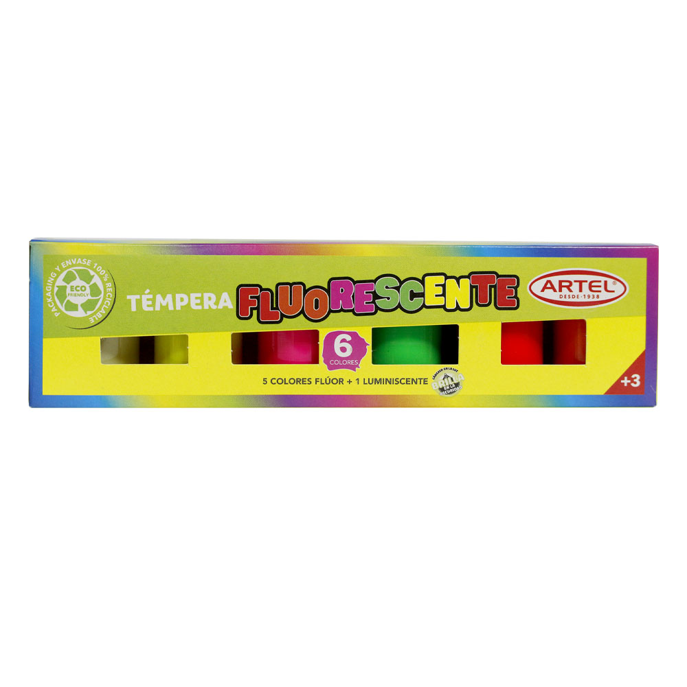 Tempera Fluorescente 6 Colores ARTEL