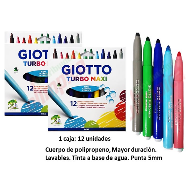 Marcadores De Colores Turbo Maxi GIOTTO 12 Colores 5mm